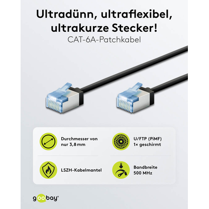 Artikelbild 2 für goobay RJ-45 Netzwerkkabel 15,0 m schwarz bis zu 10,00 Gbit/Sek. bis zu 500 MHz, 1 St., Artikelnummer 557726