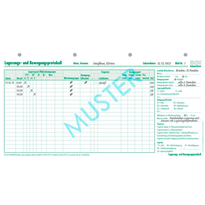 Artikelbild für BOI Lagerungs- u. Bewegungsprotokoll Formulare, 50 St., Artikelnummer 702029