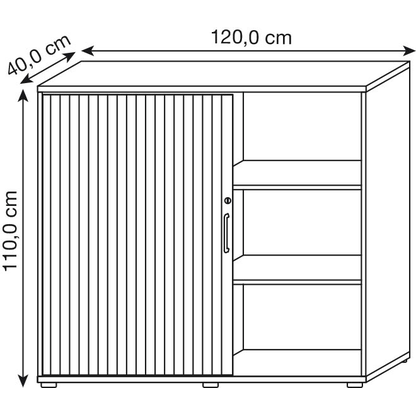 Artikelbild 3 für HAMMERBACHER Popular Rollladenschrank lichtgrau, silber 2 Fachböden 120,0 x 40,0 x 110,0 cm, Artikelnummer 991594
