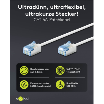 Artikelbild 2 für goobay RJ-45 Netzwerkkabel 7,5 m weiß bis zu 10,00 Gbit/Sek. bis zu 500 MHz, 1 St., Artikelnummer 557649