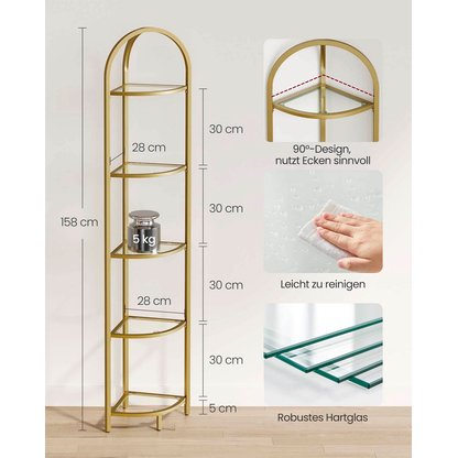 Artikelbild 6 für VASAGLE Eckregal gold 28,0 x 28,0 x 158,0 cm, 1 St., Artikelnummer 290058