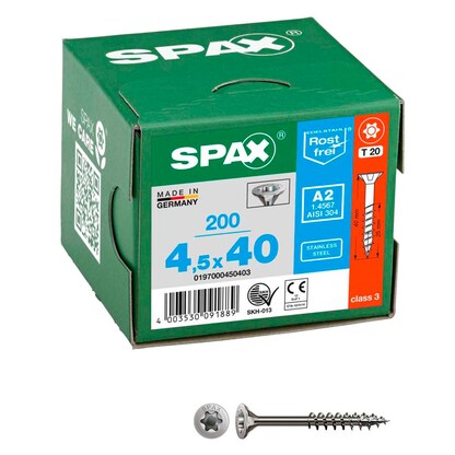 Artikelbild für SPAX® Universalschrauben T20 Senkkopf Edelstahl A2 0197000450403 4,5 mm x 40 mm, 200 St., Artikelnummer 394987