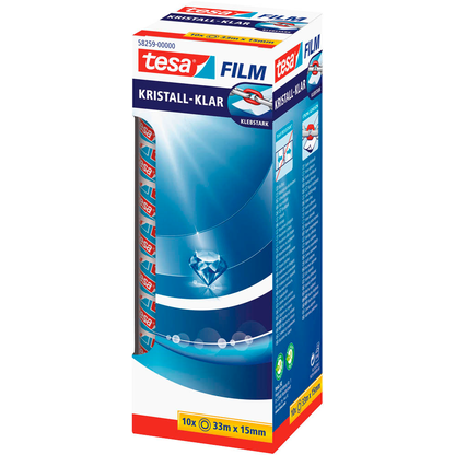 Artikelbild 3 für tesa KRISTALL-KLAR Klebefilm transparent 15,0 mm x 33,0 m 10 Rollen, Artikelnummer 873005