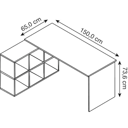 Artikelbild 2 für MÖBELPARTNER 400 Schreibtisch weiß rechteckig, Wangen-Gestell weiß 150,0 x 65,0 cm, Artikelnummer 773982