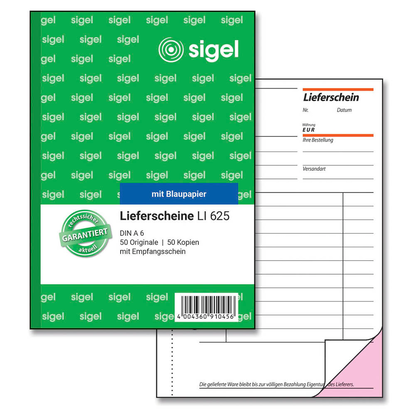 Artikelbild für SIGEL Lieferschein mit Empfangsschein Formularbuch LI625, 1 St., Artikelnummer 816603