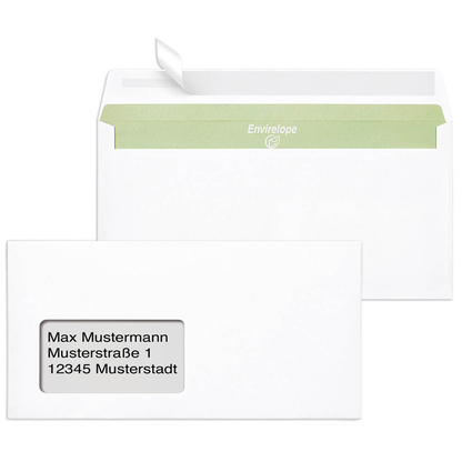 Artikelbild für MAILmedia Briefumschläge Envirelope® DIN lang mit Fenster recycling-weiß haftklebend 1.000 St., Artikelnummer 839487