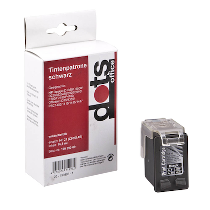 Artikelbild für dots schwarz Druckerpatrone kompatibel zu HP 21XL (C9351A), Artikelnummer 199893