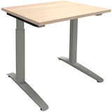 Artikelbild 1 für fm Sidney höhenverstellbarer Schreibtisch akazie rechteckig, C-Fuß-Gestell Quadratrohr silber 80,0 x 80,0 cm, Artikelnummer 371593