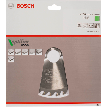 Artikelbild 2 für BOSCH Optiline Wood Kreissägeblatt 190,0 mm, 36 Zähne, 1 St., Artikelnummer 452757