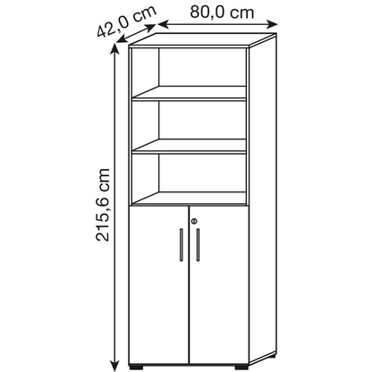Artikelbild 3 für HAMMERBACHER Regalschrank 968T3, V968T3/G/W/BS grafit, weiß 80,0 x 42,0 x 215,6 cm, 1 St., Artikelnummer 992982