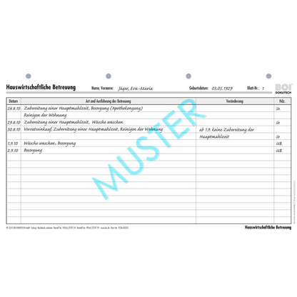 Artikelbild für BOI Hauswirtschaftliche Betreuung Formulare, 50 St., Artikelnummer 701948