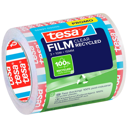 Artikelbild für tesa CLEAR RECYCLED Klebefilm transparent 15,0 mm x 10,0 m 3 Rollen, Artikelnummer 774174