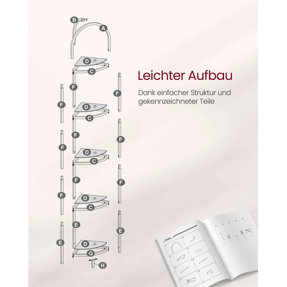 Artikelbild 9 für VASAGLE Eckregal gold 28,0 x 28,0 x 158,0 cm, 1 St., Artikelnummer 290058