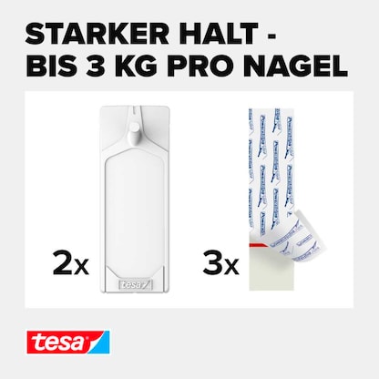 Artikelbild 3 für tesa Klebenagel für max. 2,0 kg, 2,2 x 4,4 cm, 2 St., Artikelnummer 739067