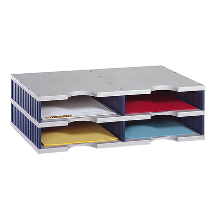 Artikelbild für styro Sortierstation Styrodoc grau/blau mit 4 Fächern, Artikelnummer 444844