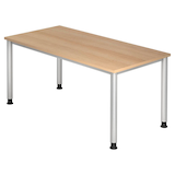 Artikelbild 1 für HAMMERBACHER Orbis höhenverstellbarer Schreibtisch eiche rechteckig, 4-Fuß-Gestell silber 160,0 x 80,0 cm, Artikelnummer 637583
