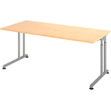 Artikelbild 1 für HAMMERBACHER ZS19 höhenverstellbarer Schreibtisch ahorn rechteckig, C-Fuß-Gestell silber 180,0 x 80,0 cm, Artikelnummer 992300
