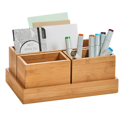 Artikelbild 6 für Zeller Schreibtisch-Organizer 4tlg-Set natur Bambus 3 Fächer 28,0 x 17,7 x 11,0 cm, Artikelnummer 685273