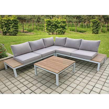 Artikelbild 2 für Garden Pleasure Loungegruppe VALENTINA grau, weiß Holz, Metall, 15-teilig, Artikelnummer 480025