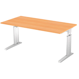 Artikelbild 1 für HAMMERBACHER US16 höhenverstellbarer Schreibtisch buche rechteckig, C-Fuß-Gestell silber 160,0 x 80,0 cm, Artikelnummer 865225