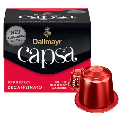 Artikelbild für Dallmayr Capsa Espresso Decaffeinato Kaffeekapseln, Arabicabohnen kräftig, 10 Stück, Artikelnummer 388809