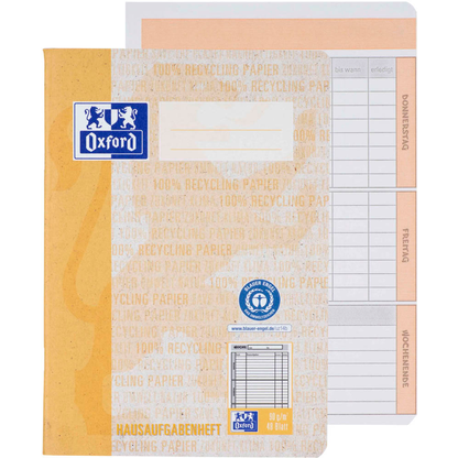 Artikelbild für OXFORD Hausaufgabenheft Recycling Lineatur SL liniert DIN A5 ohne Rand, 48 Blatt, 1 St., Artikelnummer 704207