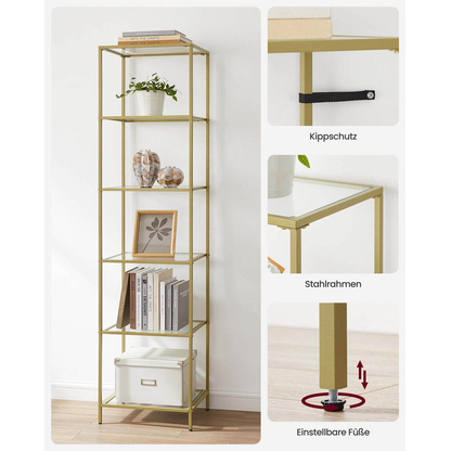 Artikelbild 10 für VASAGLE Bücherregal gold 40,0 x 30,0 x 177,3 cm, 1 St., Artikelnummer 261049