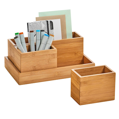 Artikelbild für Zeller Schreibtisch-Organizer 4tlg-Set natur Bambus 3 Fächer 28,0 x 17,7 x 11,0 cm, Artikelnummer 685273