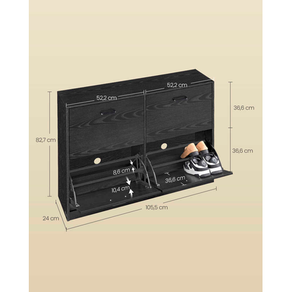 Artikelbild 2 für VASAGLE Schuhschrank, LBC035B01 schwarz 4 Fachböden 105,5 x 24,0 x 82,7 cm, Artikelnummer 760799