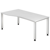 Artikelbild 1 für HAMMERBACHER Akandia höhenverstellbarer Schreibtisch weiß Trapezform, 4-Fuß-Gestell silber 180,0 x 80,0/100,0 cm, Artikelnummer 625970