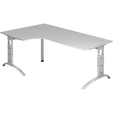 Artikelbild 1 für HAMMERBACHER FS82 Schreibtisch lichtgrau L-Form, C-Fuß-Gestell silber 200,0 x 80,0/120,0 cm, Artikelnummer 863718