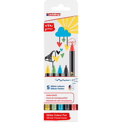 Artikelbild 2 für edding 1200 glitzer basic Filzstift farbsortiert, 5 St., Artikelnummer 512307