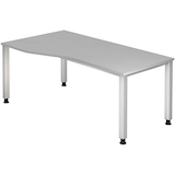Artikelbild 1 für HAMMERBACHER Akandia höhenverstellbarer Schreibtisch lichtgrau Trapezform, 4-Fuß-Gestell silber 180,0 x 80,0/100,0 cm, Artikelnummer 671057