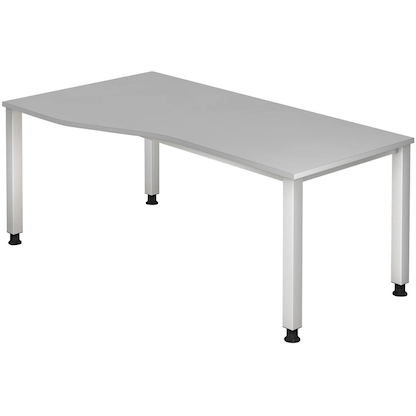 Artikelbild für HAMMERBACHER Akandia höhenverstellbarer Schreibtisch lichtgrau Trapezform, 4-Fuß-Gestell silber 180,0 x 80,0/100,0 cm, Artikelnummer 671057