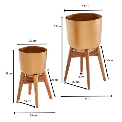 Artikelbild 7 für WOHNLING Pflanzenständer-Set Metall, Ø 31,0/25,0 cm gold, 2 St., Artikelnummer 166289