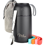 Artikelbild 1 für Milu Isolier-Speisebehälter schwarz 1 Thermobehälter mit Tasche, klappbarer Löffel, 5 farbige Trageschlaufen aus Gummi, 1 St., Artikelnummer 860003