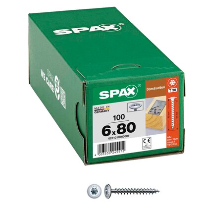 Artikelbild für SPAX® Holzbauschrauben T30 Tellerkopf WIROX 0251010600805 6 mm x 80 mm, 100 St., Artikelnummer 397249