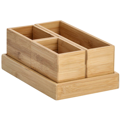 Artikelbild 3 für Zeller Schreibtisch-Organizer 4tlg-Set natur Bambus 3 Fächer 28,0 x 17,7 x 11,0 cm, Artikelnummer 685273