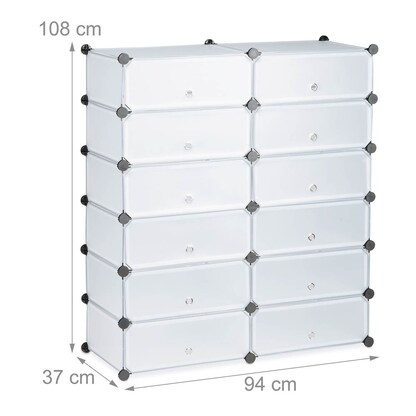 Artikelbild 3 für relaxdays Schuhschrank, 10021979_50 transparent 12 Fachböden 94,0 x 37,0 x 108,0 cm, Artikelnummer 451082