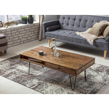 Artikelbild 4 für WOHNLING Couchtisch rechteckig Massivholz sheesham 110,0 x 60,0 x 40,0 cm, 1 St., Artikelnummer 905032