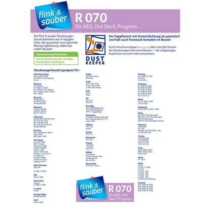 Artikelbild 6 für flink & sauber R 070 Staubsaugerbeutel, 4 St., Artikelnummer 539423