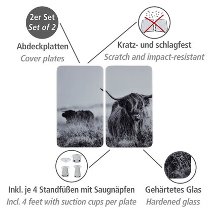 Artikelbild 3 für WENKO Herdabdeckplatten Highland Cattle schwarz, 2 St., Artikelnummer 665533