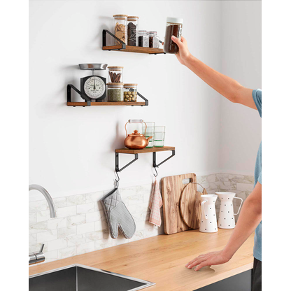 Artikelbild 4 für VASAGLE Wandregale-Set braun, schwarz 30,0 / 35,0 / 40,0 x 12,0 x 11,0 cm, 1 St., Artikelnummer 262479