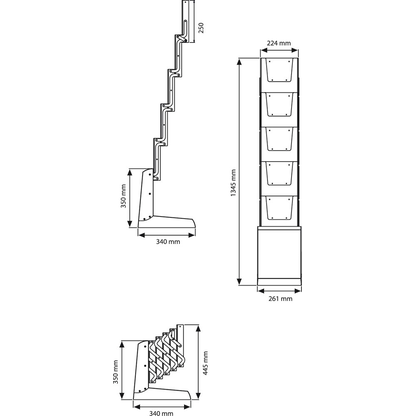 Artikelbild 6 für update displays Prospektständer silber DIN A4 5 Fächer 25,8 x 34,3 x 135,5 cm, 1 St., Artikelnummer 287957