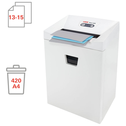 Artikelbild 4 für HSM Pure 420 Aktenvernichter mit Partikelschnitt P-4, 4,5 x 30 mm, bis 15 Blatt, weiß, Artikelnummer 558515