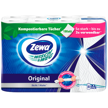 Artikelbild 8 für Zewa Küchenrollen WISCH&WEG Original 2-lagig, 8 Rollen, Artikelnummer 536180