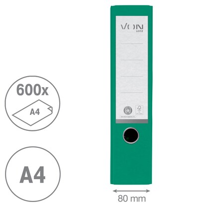 Artikelbild 8 für VON LEITZ Ordner grün Karton 8,0 cm DIN A4, 1 St., Artikelnummer 635916