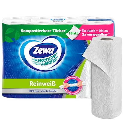 Artikelbild für Zewa Küchenrollen WISCH&WEG Reinweiss 2-lagig, 8 Rollen, Artikelnummer 930149