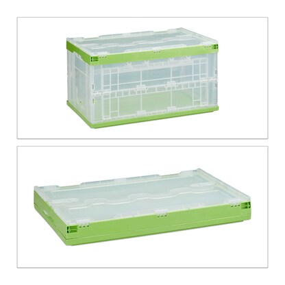 Artikelbild 2 für relaxdays Klappbox 60,0 l transparent/grün 59,5 x 39,5 x 31,5 cm, 1 St., Artikelnummer 364321