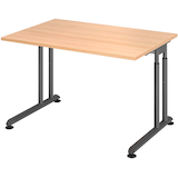 Artikelbild 1 für HAMMERBACHER ZS12 höhenverstellbarer Schreibtisch eiche rechteckig, C-Fuß-Gestell grau 120,0 x 80,0 cm, Artikelnummer 990564